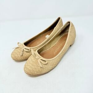 Athena Alexander Women’s Flats Size 9 Beige Snakeskin Ballet Shoes Bow Comfort